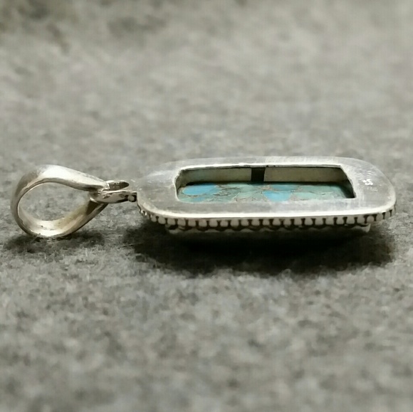 925 Silver Copper Blue Turquoise Pendant - Picture 5 of 8